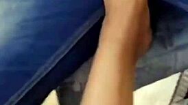 Kneeling in Public I Worship Her Feet and Jeans in Total Humiliation Orgasm