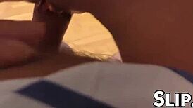 18-Year-Old Succubus Orgasms on Old Man's Monster Cock After Blowjob