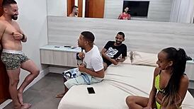 thai kalifa behind scenes with young slut dp. rough anal pounding by several screaming machos