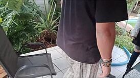 uhh my shy stepsis lost her virginity to me while my buddy jerked off outside... garden was wild!