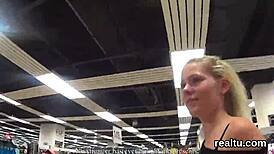 Adorable Czech cutie stripped and teased in supermarket before hardcore POV asshole ride