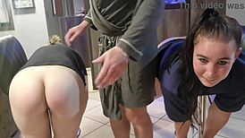 Myself and Friend Share Intense Ass Spanking in Homemade Threesome