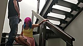 quickie with the hot mexican neighbor on the stairs almost caught