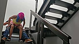 quickie with the hot mexican neighbor on the stairs almost caught