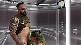 Pregnant neighbor blows me deep in elevator swallows every drop