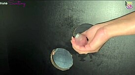 prostitute takes monster cocks at gloryhole while cuck films her cumshots