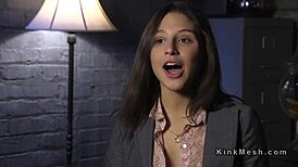 brunette bound tight for brutal anal and deepthroat pounding! 😈🔒