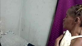 black braided teen slut rides masked man's cock in yellow dress