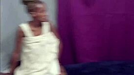 black braided teen slut rides masked man's cock in yellow dress