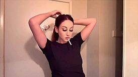 Italian MILF Artemisia Love Smokes in Hot Big Tits Solo