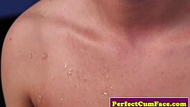 cum whore sucks hard for group bukkake blast