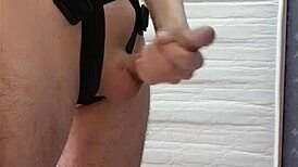 you see this bound handjob cum all over me