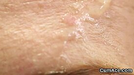 How many cocks can this nasty slut suck before her face drowns in bukkake jizz swap