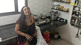 Desi Kavita Bhabhi's Kitchen Fuck Hides Saggy Tits Surprise