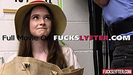 Shy Petite Teen Shoplifter Deepthroats and Fucks in Shop