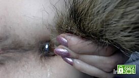 Hairy Toy Plunges Deep in Hairy Ass with Silent Fart Burst!