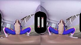 Overwatch DVA cosplay babe's shaved pussy hammered hard in immersive VR POV