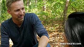 hot brunette with hairy beaver rides cock hard before swallowing cumshot load