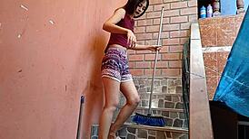 hey neighbor, you see this peruvian latina gettin' her shaved wet pussy doggystyled publicly on the stairs almost caught?