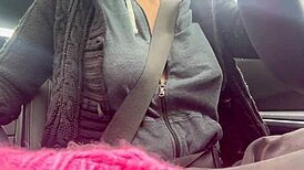 italian milf flashes big tits nipples bouncing horny car ride