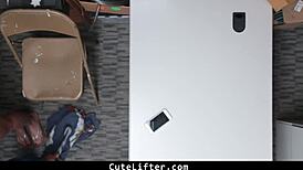 avi love submits to guard's big cock punishment in garage?