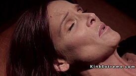 Bound Slave's Ass Fingered and Fucked in Intense Lezdom Session