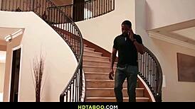 Brunette gags on monster cock during rough face fucking choking and cumshot submission