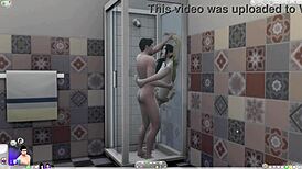 Cartoon pair bangs wildly before shower time