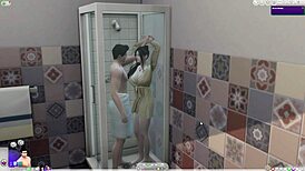 Cartoon pair bangs wildly before shower time