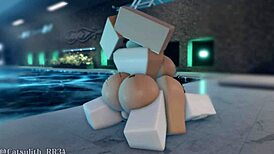 shy big tits girl bent over pool edge takes rough doggystyle pounding from monster cock follower