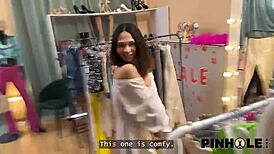 russian teen's hidden fitting room anal caught on pinhole cam