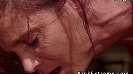 Bound Slave's Ass Fingered and Fucked in Intense Lezdom Session