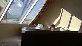 Cute Asian 18yo Teen Fingers Wet Tits in Hot-Tub Tease Machine