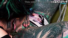 Tattooed Hippie Chick's First Anal Fingering and Strapon Slam from Goth Pornstar Feels So Raw