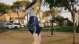 FUCK HAZEL HAZE'S SKINNY ASSHOLE ON THAT SWING!