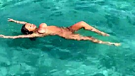 sexy monika fox strips naked swims pool sea hot country getaway