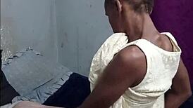 black braided teen slut rides masked man's cock in yellow dress