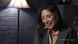 brunette bound tight for brutal anal and deepthroat pounding! 😈🔒