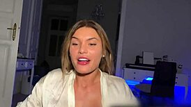 Stunning Russian blonde Kitana Lure's wet pussy grips monster cock in passionate face-fucking deepthroat