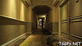 red shemale's big ass gaped in sloppy contest drilling by cool guy