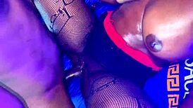 akosua's huge boobs bounce as stepbrother's bbc fucks hard. stepdaddy watches her squirt wildly