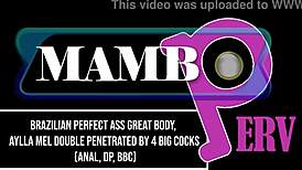 brazilian aylla mel's perfect ass double penetrated anal dp by 4 big bbc with dirty talk ass to mouth!