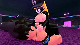 thick roblox chick bounces cock wild in club
