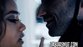 cheating ebony wife rides delivery guy's black cock deep