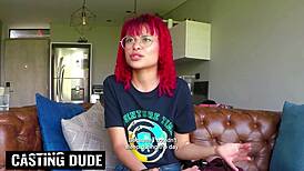 petite 18yo redhead latina gags on bwc producer's rough anal pounding