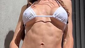 Bikini Babe Oils Up for Close-Up Vibrator Orgasm in Garden