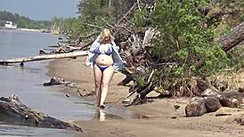 Wild Bikini Milfs Parade Big Tits Ass Pussy on Dirty Beach Walk