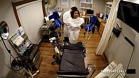 miss mars in latex gloves handcuffs backstage with her big tits ass shaved pussy ready