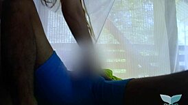 early morning woods couple close-up pussy fuck creampie cumshot