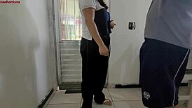 Neighbor sends stepdaughter over for eggs but ends up banging her on desk with monster cock